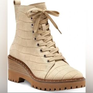 Vince Camuto Tortilla Hudson suede croc leather boots